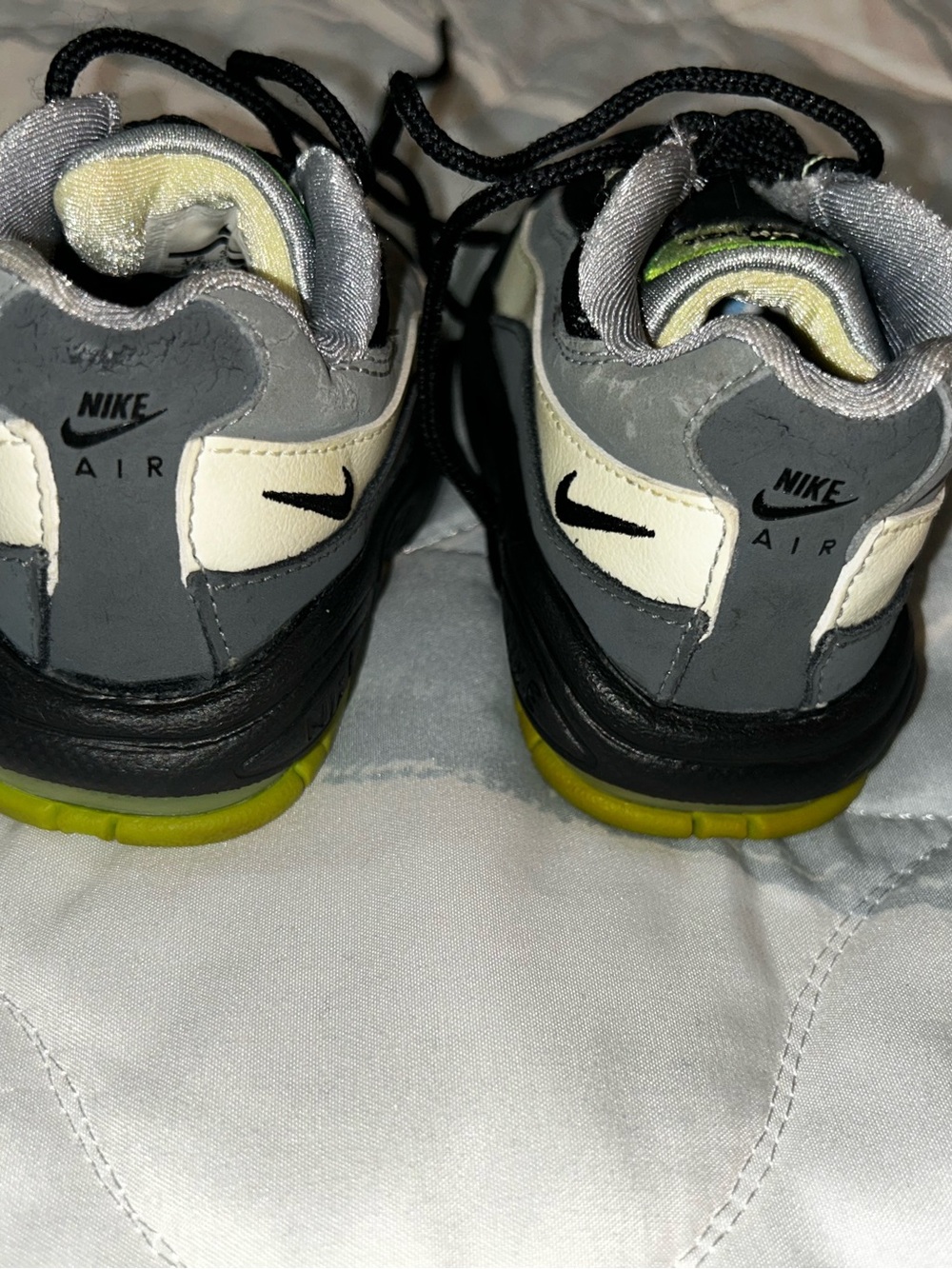 Nike Kids Black & Gray Sneakers with Neon Green Accents - Picture 2 of 7
